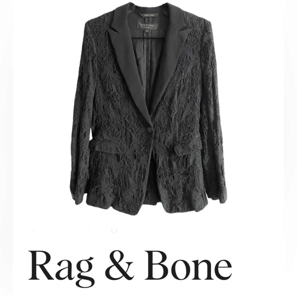 🔥 RAG & BONE . Lace Detailed Tuxedo style Black Blazer. 🔥Size 2 … GORGEOUS! 🔥 - Picture 5 of 17